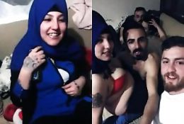 Muslim Hijab woman does slut at party