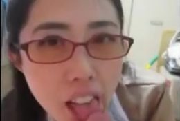 Brunette Asian Student gives Perfect Blowjob